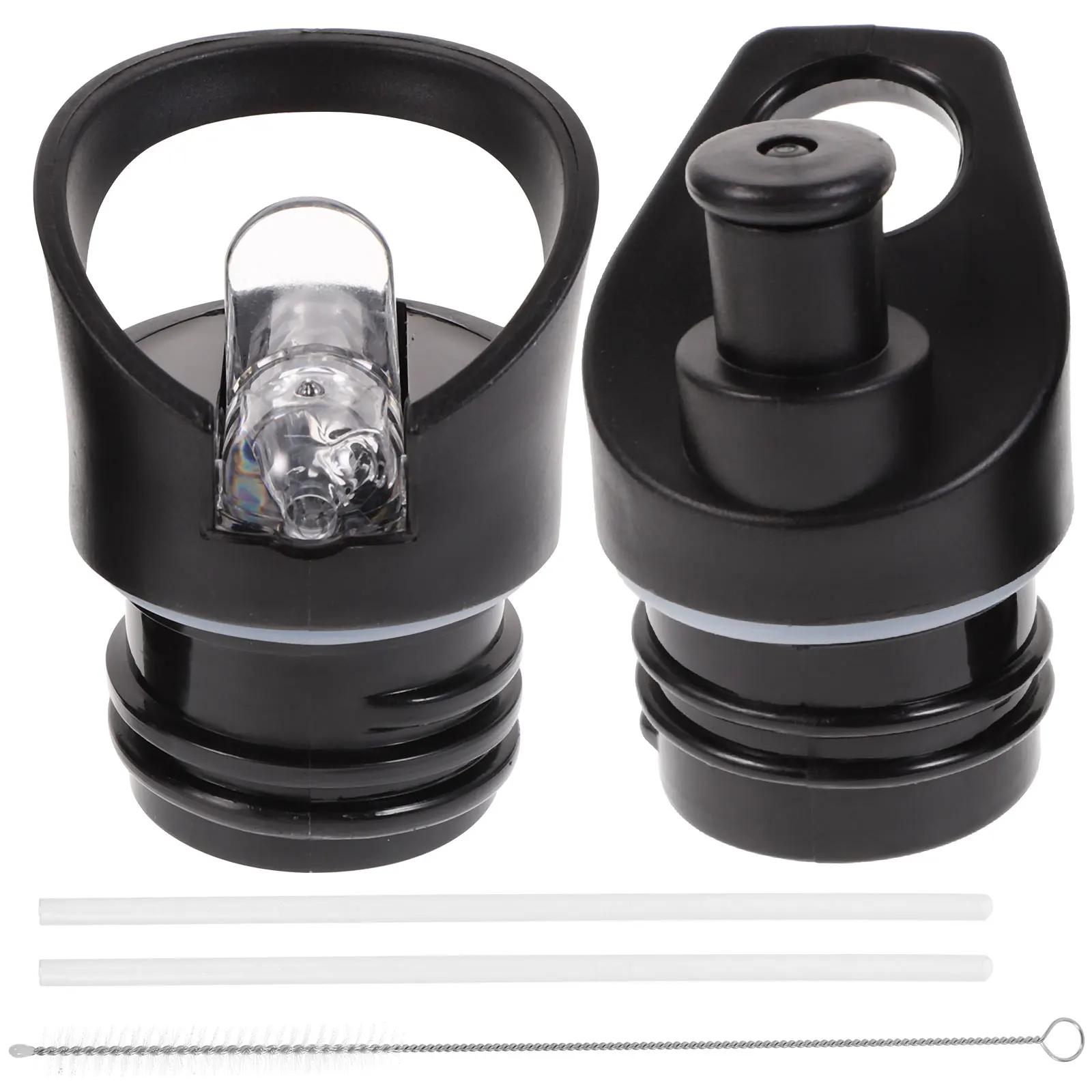 

2Pcs Suction Nozzle Cover Portable Plastic Bottle Lid Black Outdoor Hiking Travel Sports Water Bottle Cap Replacement