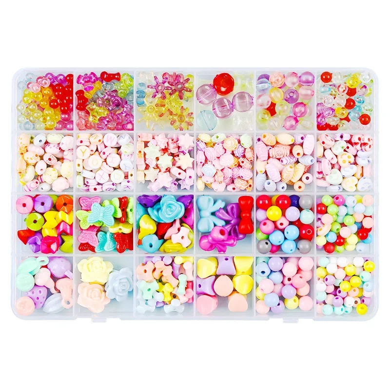 手作りおもちゃアクセサリー 700個入り 多種類 キッズDIYビーズセット 創造的な女の子向け 編み込みブレスレットと指輪 ジュエリー製作おもちゃ