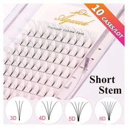 AGUUD 10Cases Soft Natural Premade Fan Short Stem 3d 4d 5d 6d Faux Mink Lash Russian Volume Professional Eyelash Extension Cilio