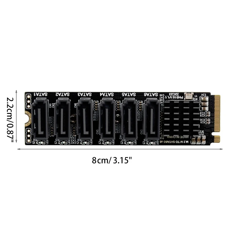 6-Port M.2 PCIE Riser Card M2 NVME To Sata3.0 Expansion Card ASM1166 6 GB/S