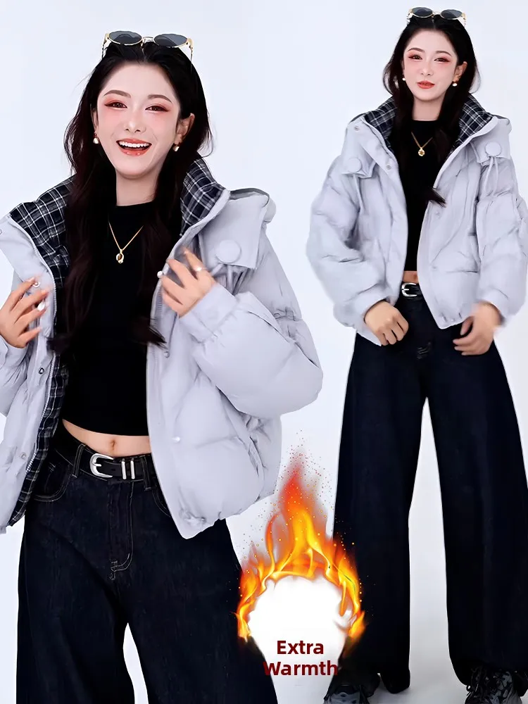 Elegancki płaszcz damski z watowaniem, pikowany, bawełniany, z kapturem, wersja koreańska, ocieplany, zimowy płaszcz wierzchni.