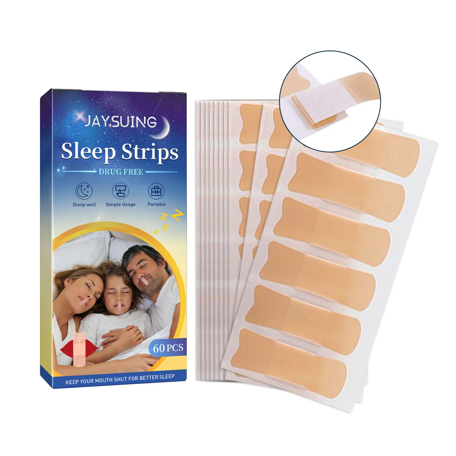 Anti Snoring Sticker Children Adult Stop Snore Strip Night Sleep Lip Nose Breathing Improving Mouth Seal Tape Breath Correction