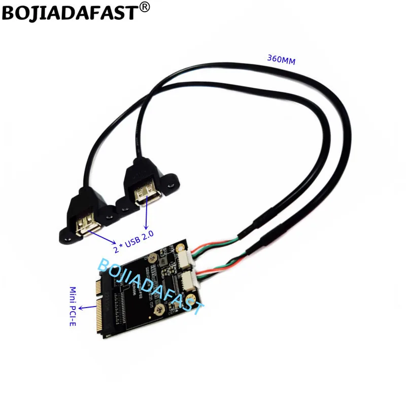 Интерфейс Mini PCI-E MPCIe на 2 порта USB 2,0, Гнездовой разъем с крепежной планкой