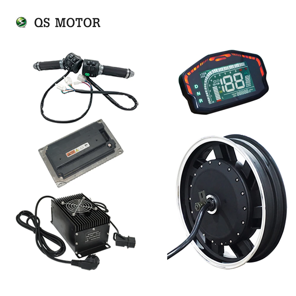 

QSMOTOR 6000W QS273 72V 110kph V3 Hub Motor with EM200-2SP Controller Kits for Electric Motorcycle