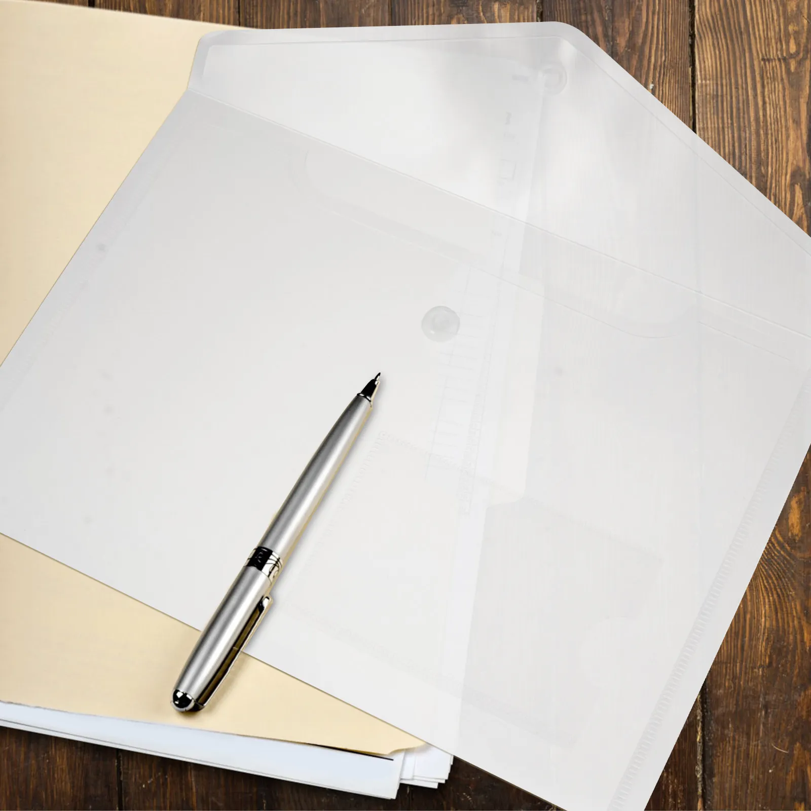 

30 шт. прозрачных папок-конвертов формата А5 из полипропилена с кнопкой-защелкой и карманом для записей для офиса и школы