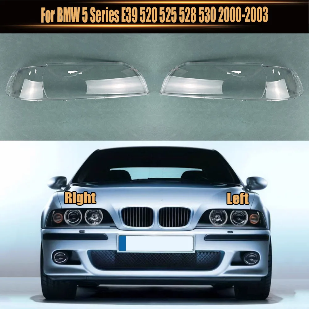 For BMW 5 Series E39 520 525 528 530 2000-2003 Front Headlight Cover Transparent Lampshade Headlamp Shell Plexiglass