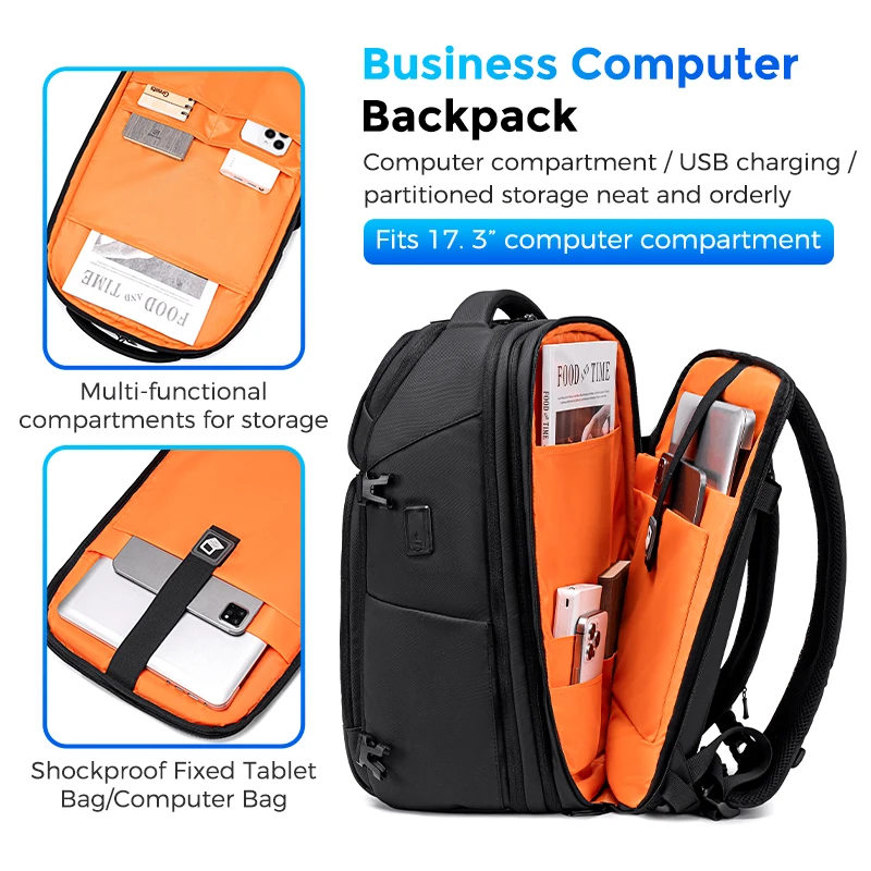 ENRUIEN Multi-layer Men's Backpack for Business Trips, Business Trend, Casual Outdoor Vacation Style, 16-inch Laptop Backpack