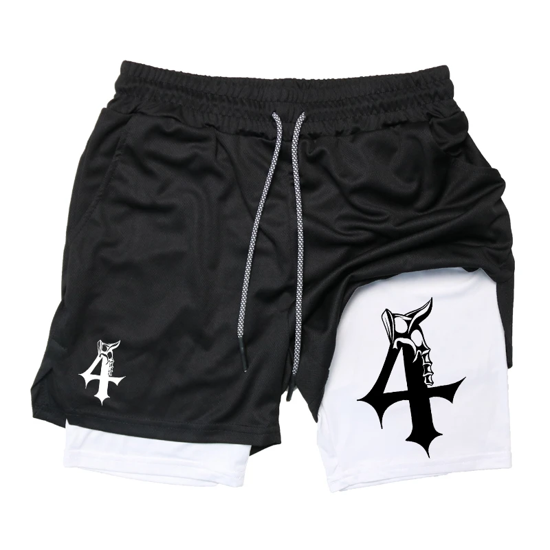 

Graphic 2 In 1 Workout Running Shorts For Men Athletic Quick Dry Shorts With Phone Pocket Towel Loop Gym Shorts Activewear