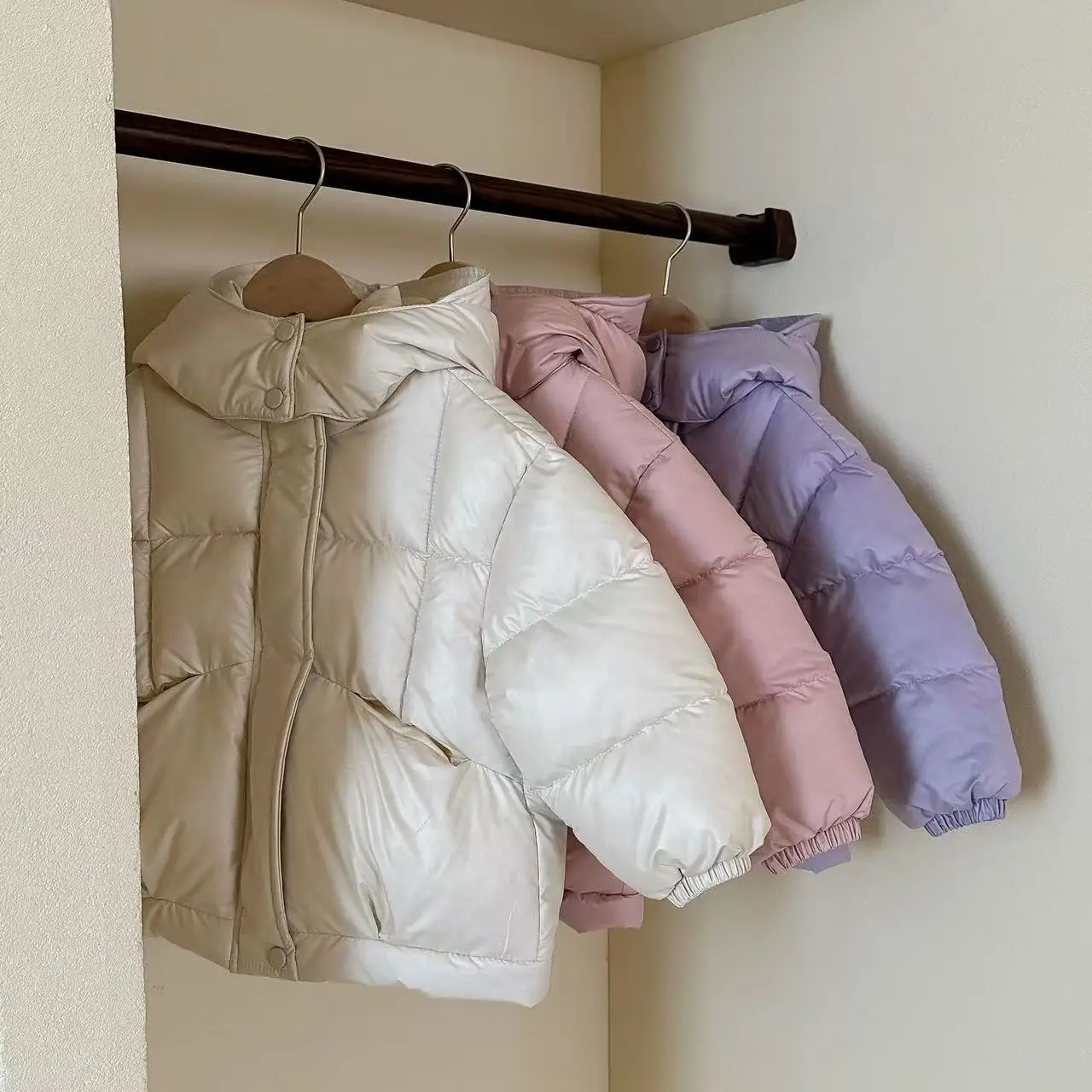 2025 New Winter Kids Girl Warm Down Jackets Autumn Baby Hooded Cotton Coat Girls Solid Outerwear Children Clothing 110-150CM