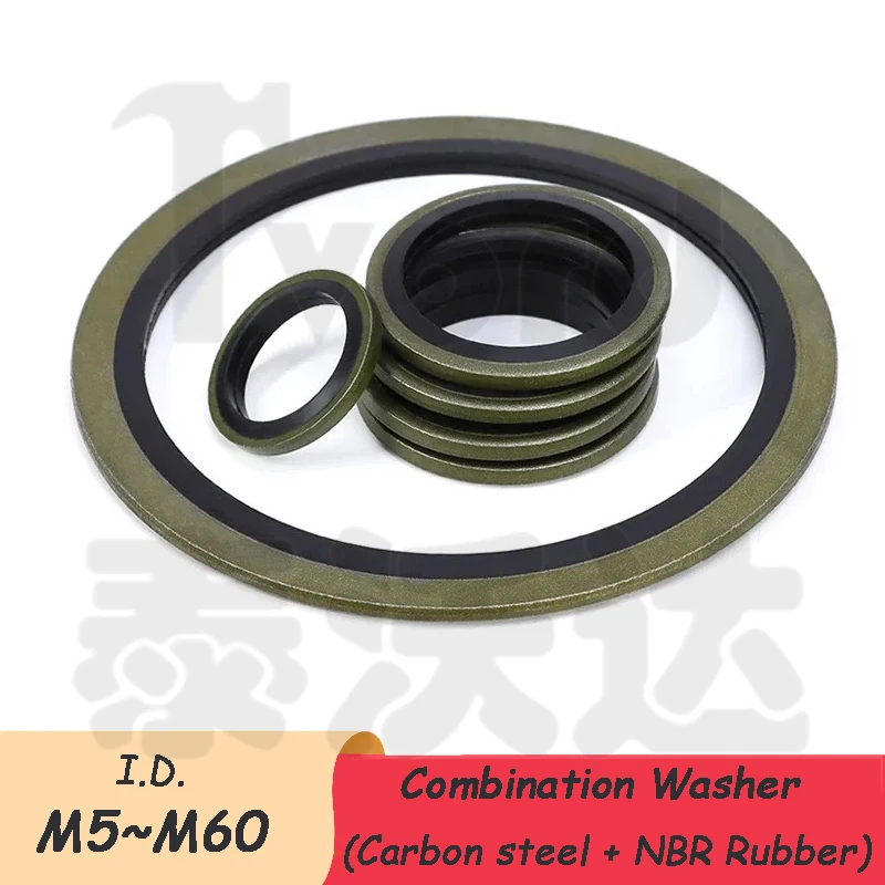 

Washer Seal M5 M6 M8 M10 M12 M14 M16 M18 M20~M60 Bonded Washer Metal Rubber Oil Drain Plug Gasket Sealing O Ring Assortment Set