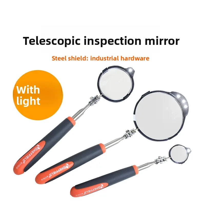 S117014 Telescopic Inspection Mirror with Lamp Endoscope Repair Mirror Universal Bottom Inspection Mirror