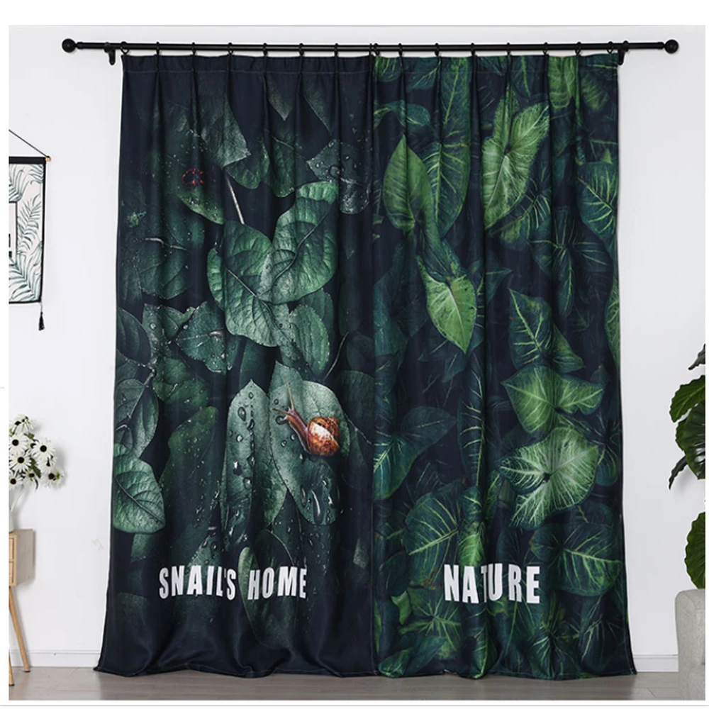 Customized 3d curtains new window balcony thickened windshield blackout curtains green leaf curtains