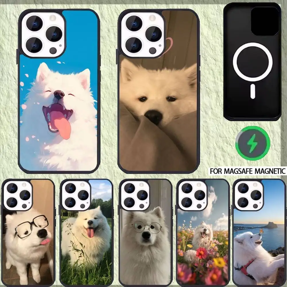 

Cute Pet Dog Samoyed Phone Case For iPhone 17,16,15,14,13,12,Plus,Pro,Max for Magsafe Magnetic Wireless Charging