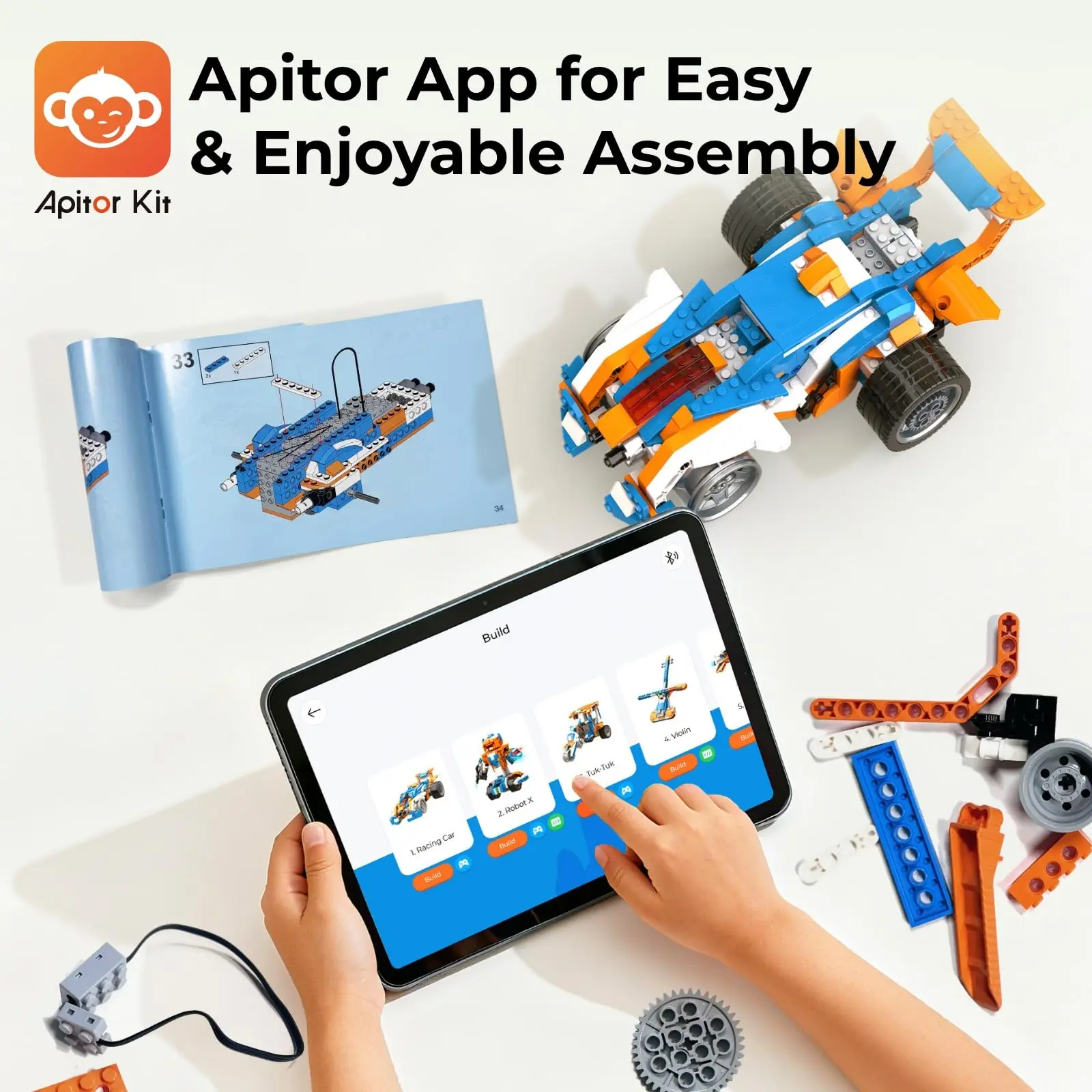 Apitor Robot X Robot Building Kit, 12-in-1 STEM Robotics Coding Set, Educational Birthday Gifts for Kids Ages 8-12