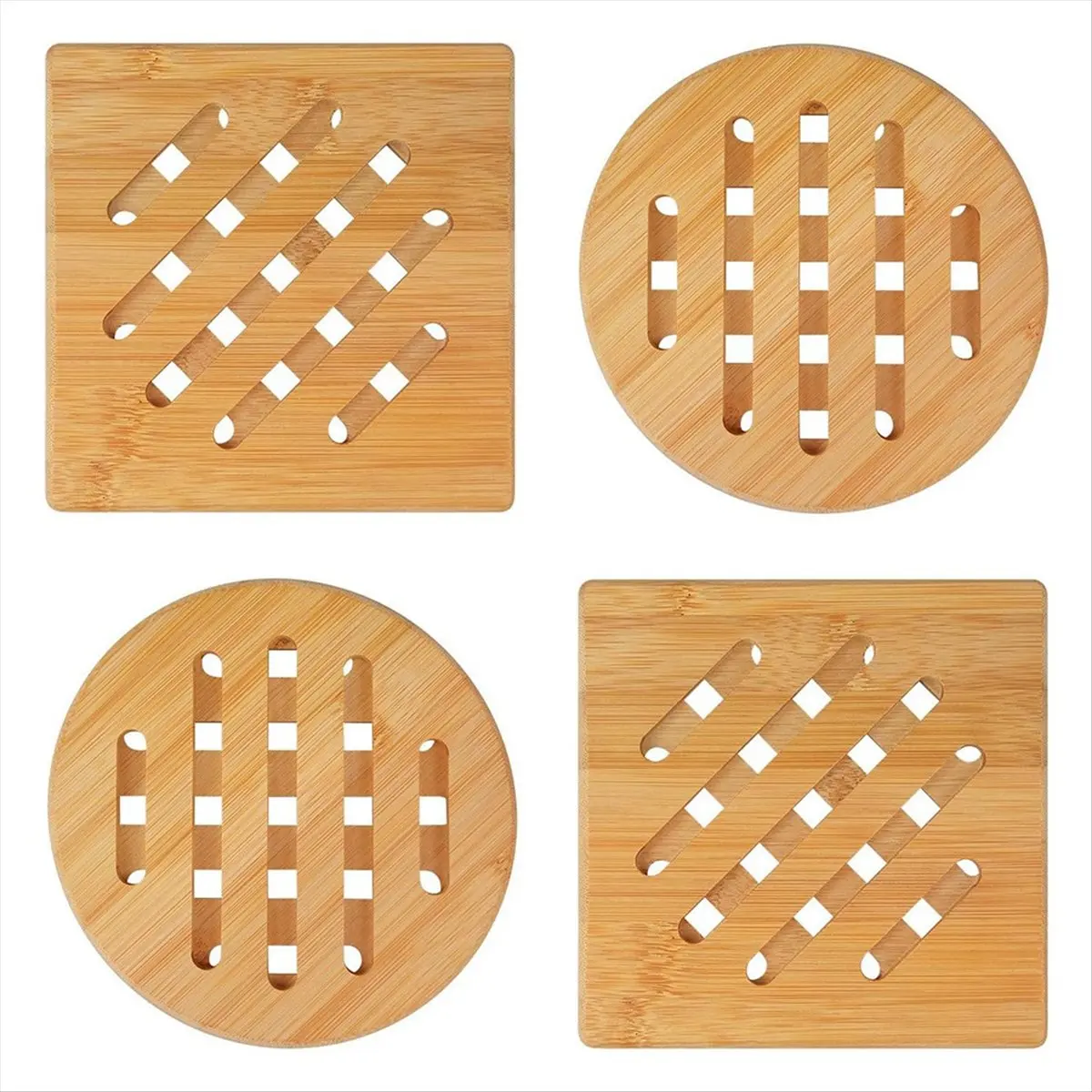 2026 + Bamboo Pot Coasters,Heat- Bamboo Place Mats, Square and Round Pot Coasters Made of Wood, for,Bowl,Pots,Plates
