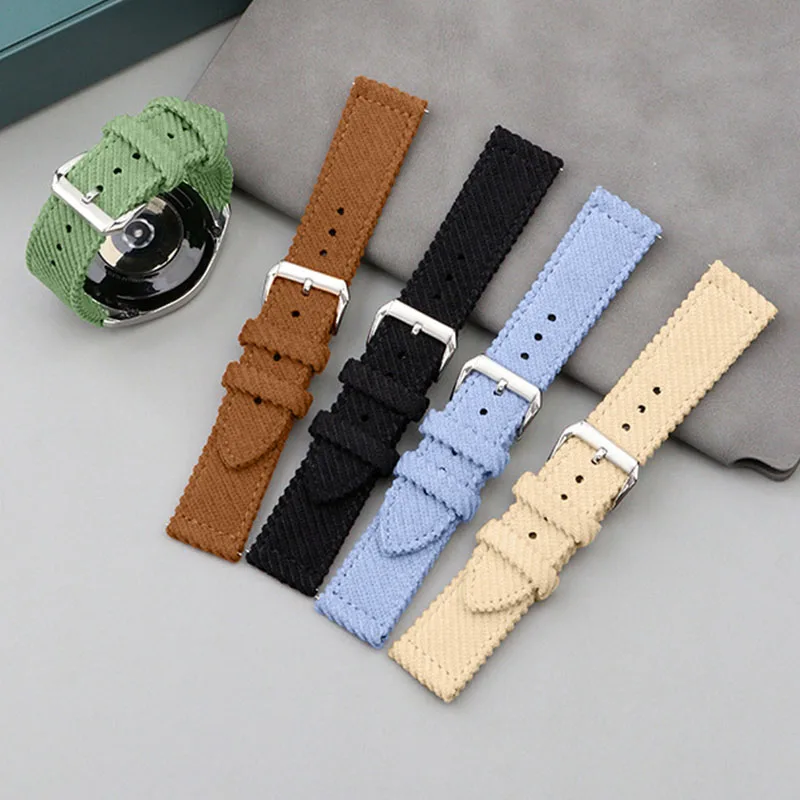 20mm 22mm Universal Bracelet Sports Nylon Watch Band Canvas Woolen Smart Watch Strap Soft Fabric Wristbelt Quick Release Pins