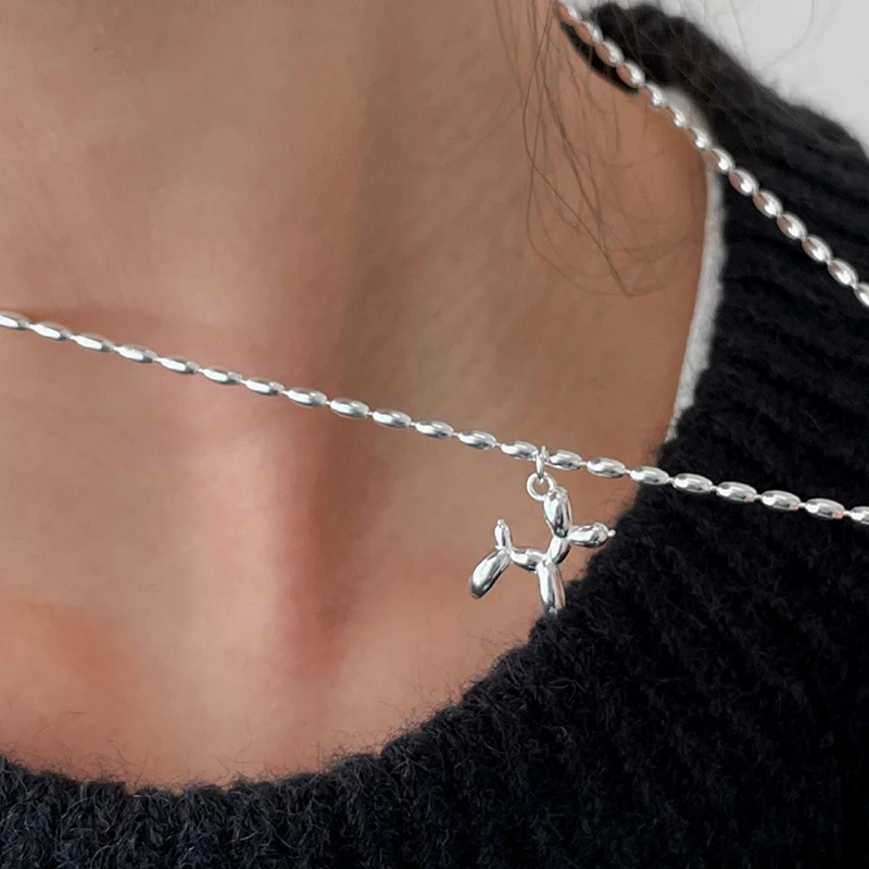 ENSHIR Beads Chain Dog Pendant Necklace For Women Delicate Niche Clavicle Chain Luxury French Jewelry Gifts Party Wholesale