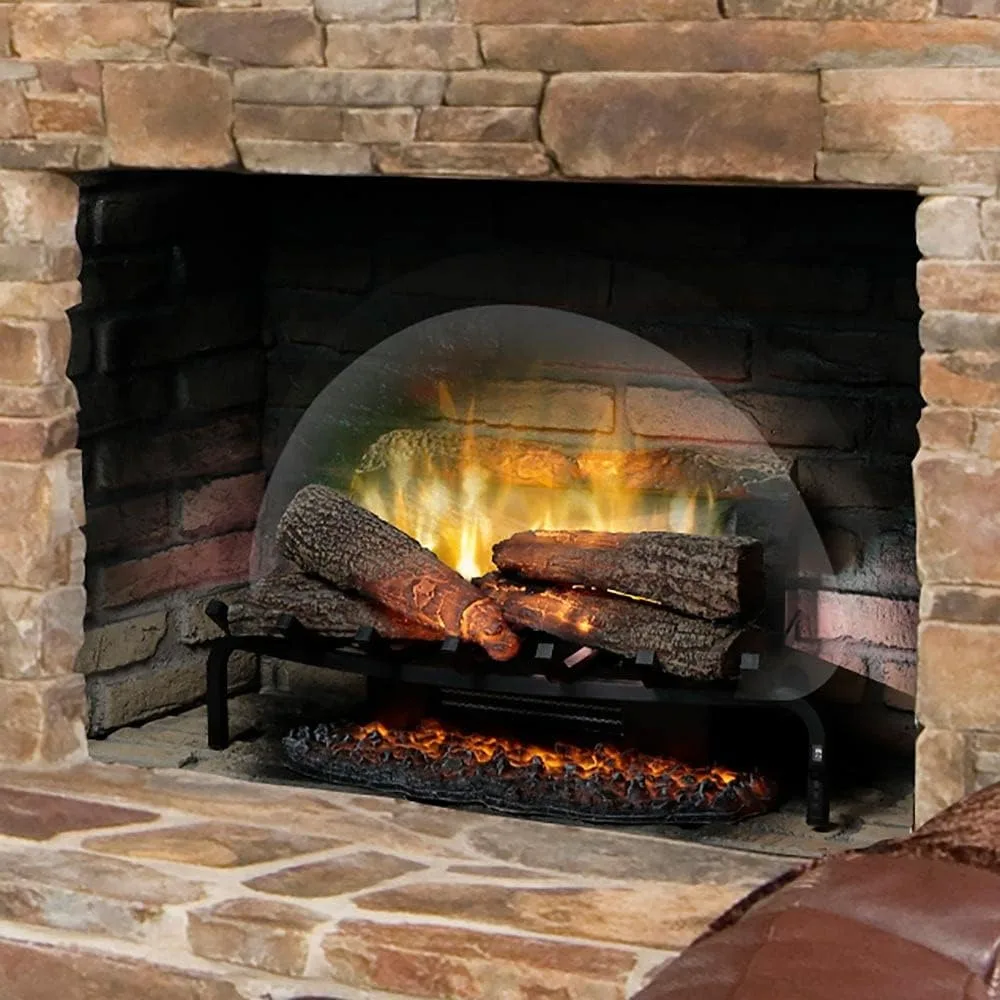 Electric Fireplace Log Insert - 20 Inch Faux Wooden Logs, Plug in Electric Heater + Glowing Ash Mat; Remote Control Included