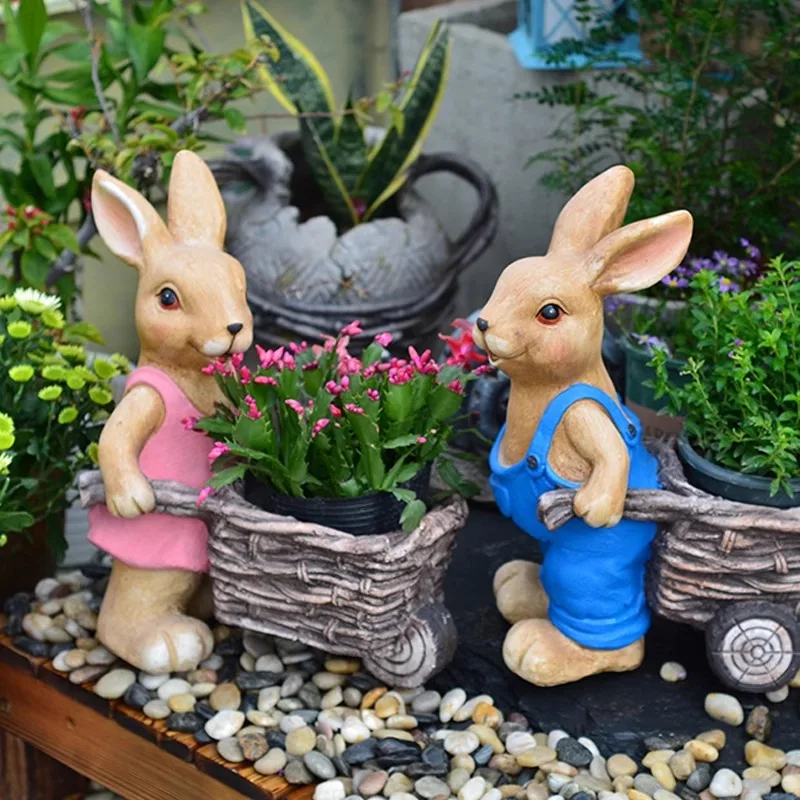 Outdoor garden courtyard cute rabbit flower pot ornament creative animal succulent balcony home kindergarten decoration