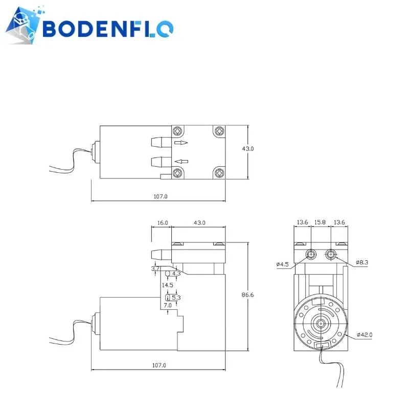 Imagem -06 - Pistão de Fluxo o sem Escova Bomba de ar Micro Bldc Bd07ab 1420lpm 4.55bar 12v 24v de Alta Pressã