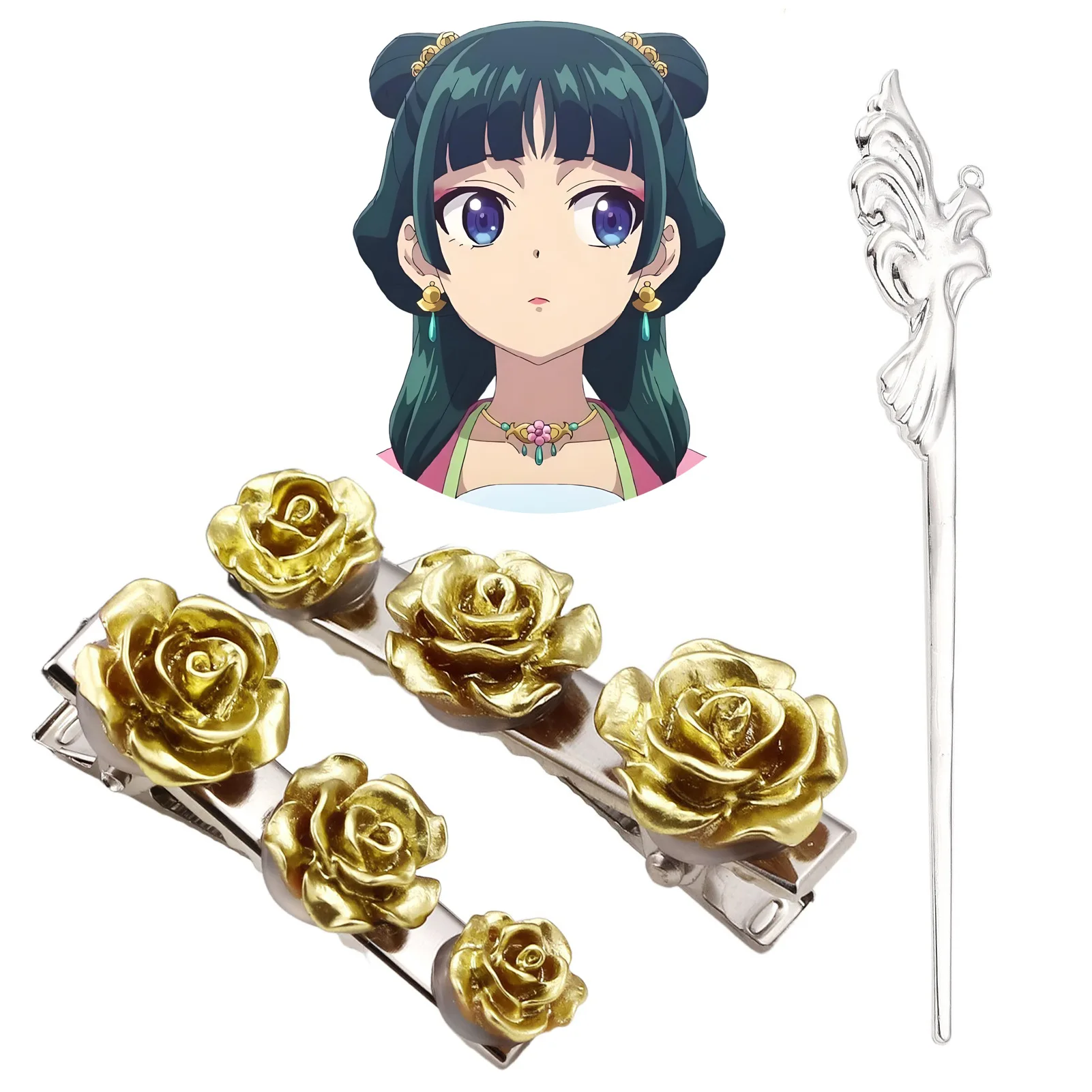 Apothecary Diaries Alloy Hairpins Anime Cosplay Stylish Hair Accessories Props Headwear Women Girls Halloween Role Play Hairpin