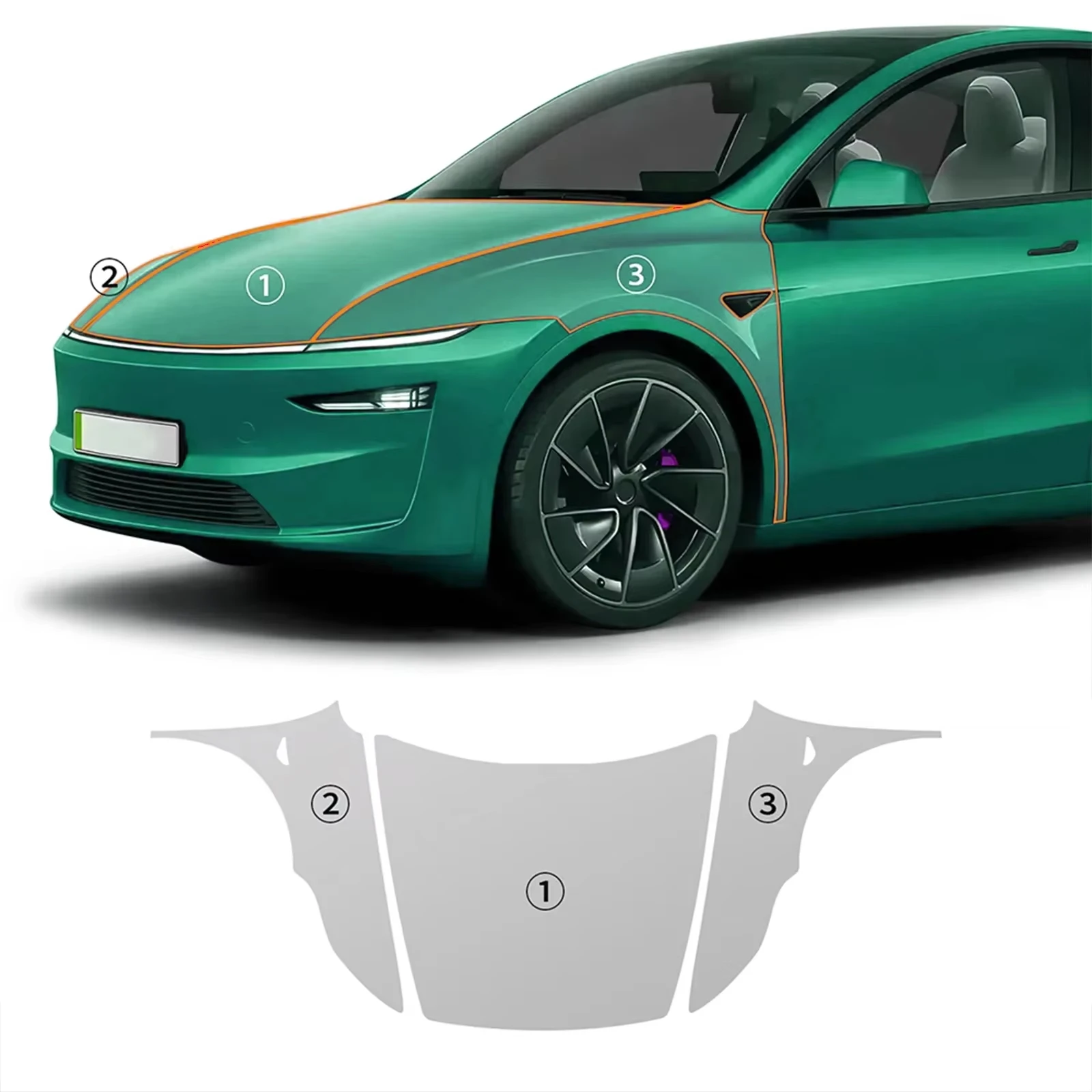

For Tesla Model Y 2025-2026 Juniper Series TPU Car Paint Transparent Protective Film Front Bumper Pre-cut PPF Scratch Resistant