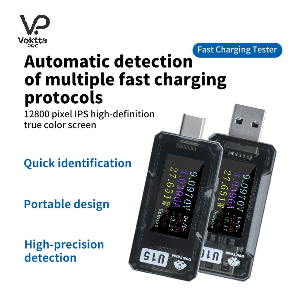 DC 4-25V 5A 0,96 Zoll Multifunktions-USB DC Spannungs-/Strom-/Leistungsmessgerät Tester PD Mobiler Schnellladegerät-Detektor Typ C/USB