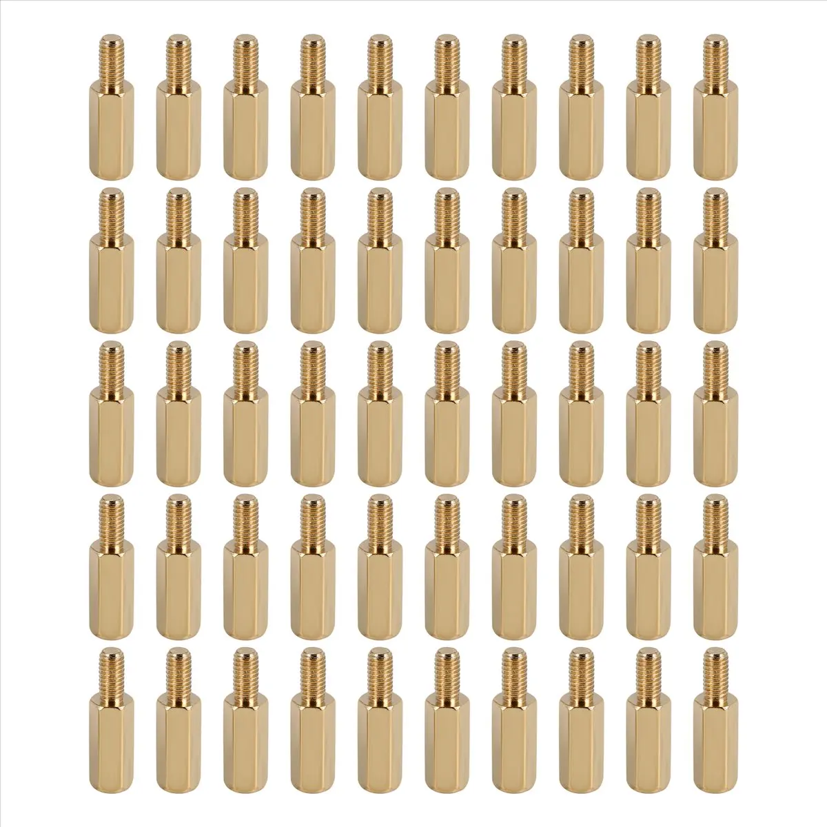 ABBQ SALE 50 Pcs M3 Male x M3 Female 11mm Length Brass Screw Thread PCB Stand-off Spacers