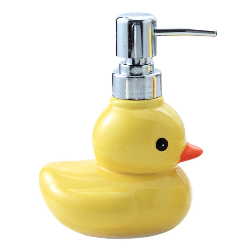 Ceramic Yellow Duck Foaming Soap Dispensers Sanitizers Bottles for Toiletries,Leakproof Dispensers for Kids Adults