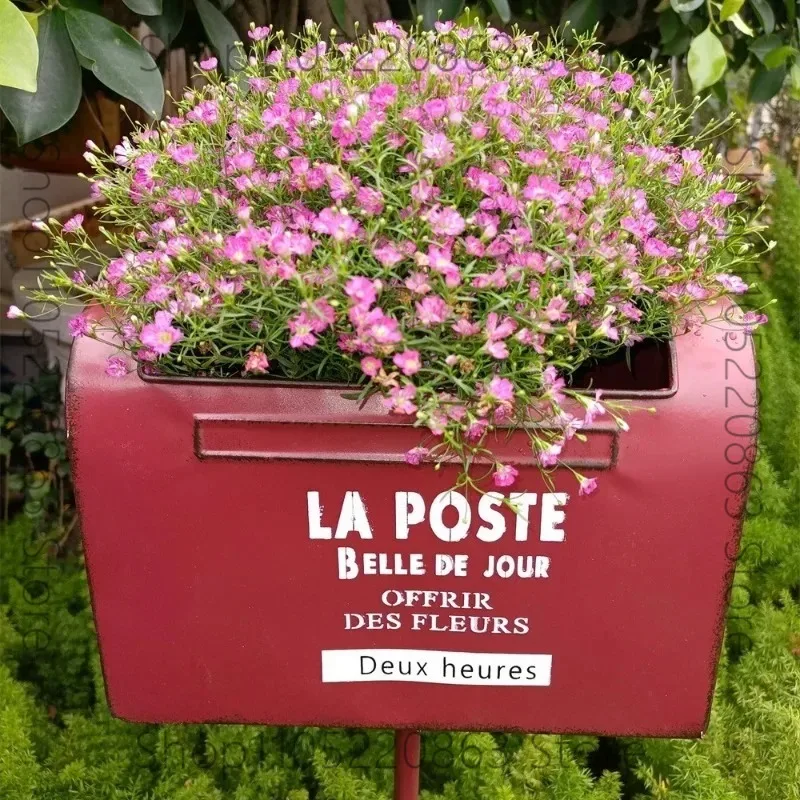 Premium Ground Spike Planter Mailbox, Villa Yard Decor Flower Pot - Galvanized Steel Weather Resistant for B&B Balcony