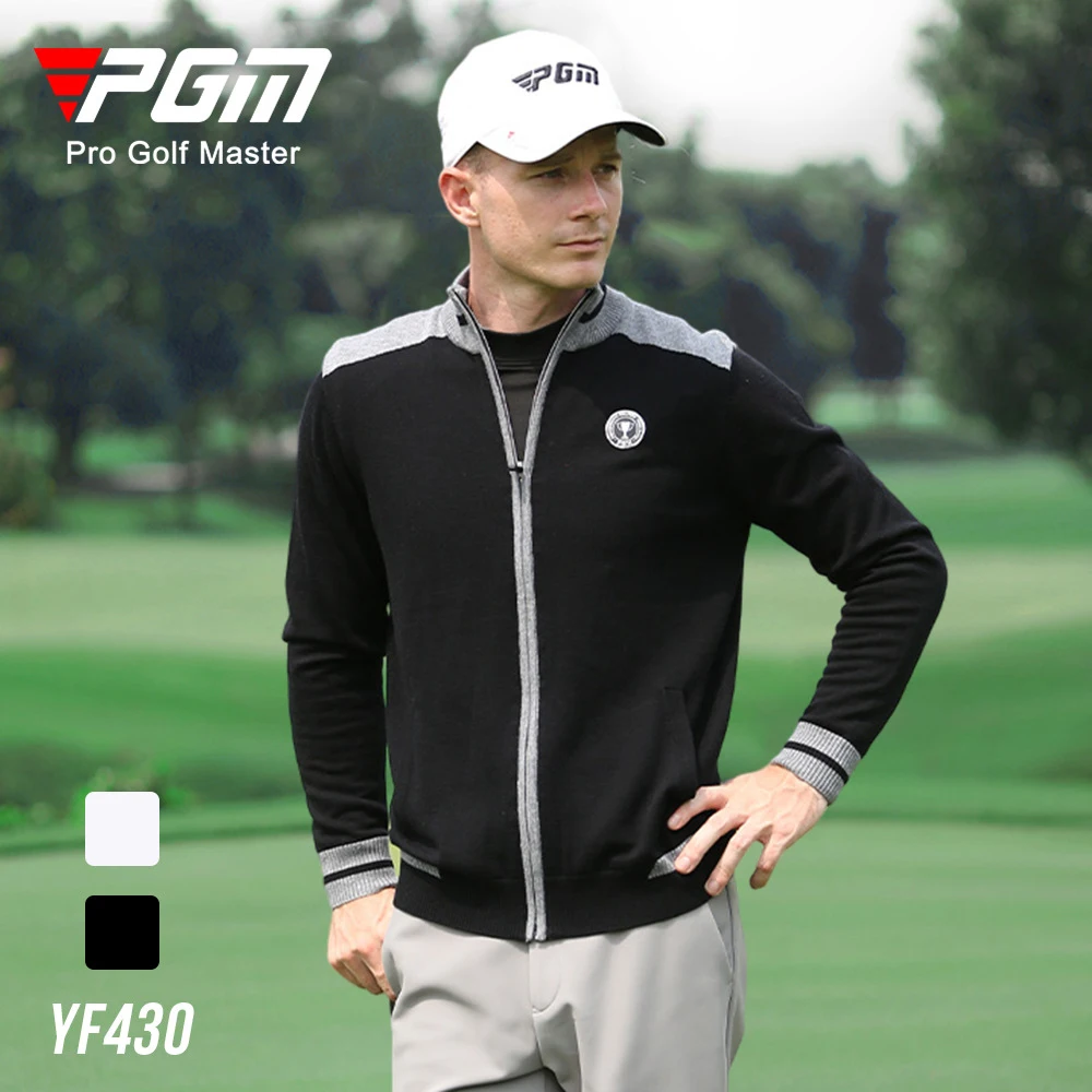 PGM Men\'s Long Sleeve Sweater Golf Jacket Man Winter Autumn Golf Clothing Male Leisure Warm Knitted Coat Sports Cardigan YF430