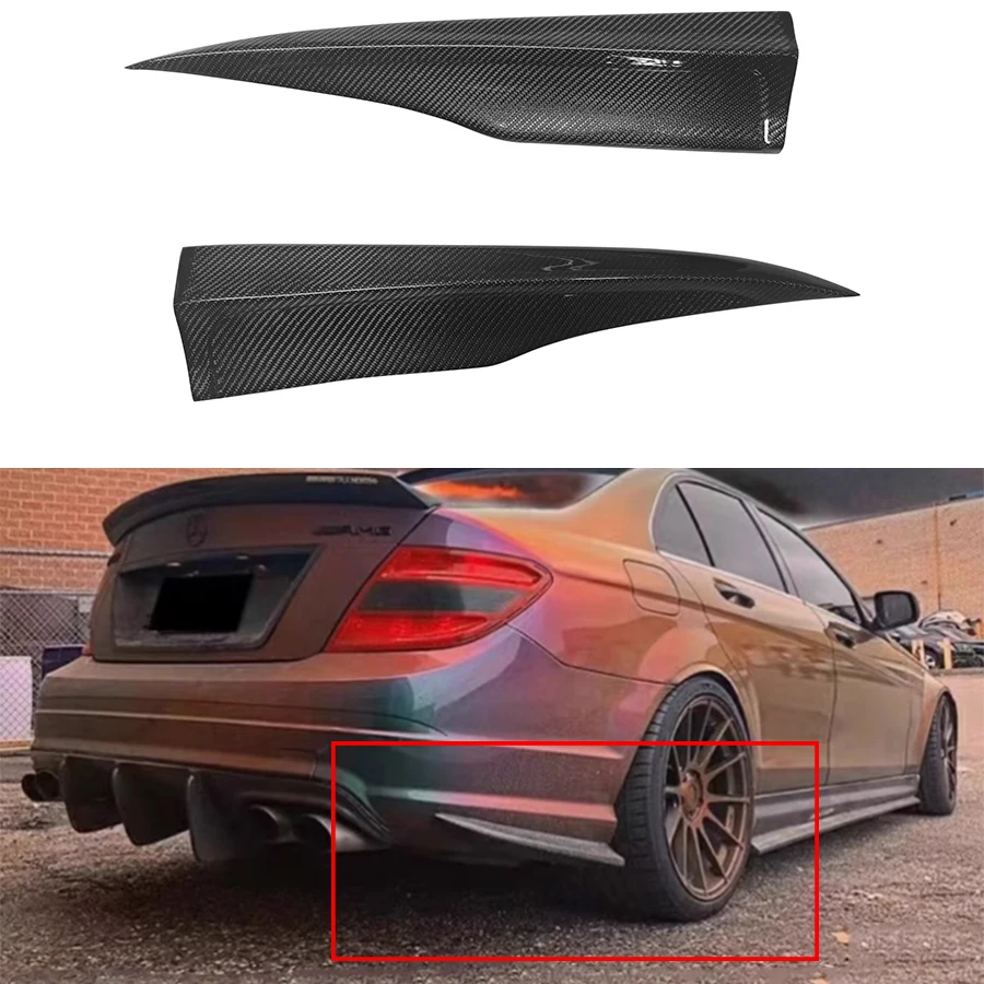 for Mercedes Benz C Class W204 C63 AMG 2007-2014 Carbon Fiber wrap angle Car Rear Bumper Splitter Corner Trim Upgrade Body Kit