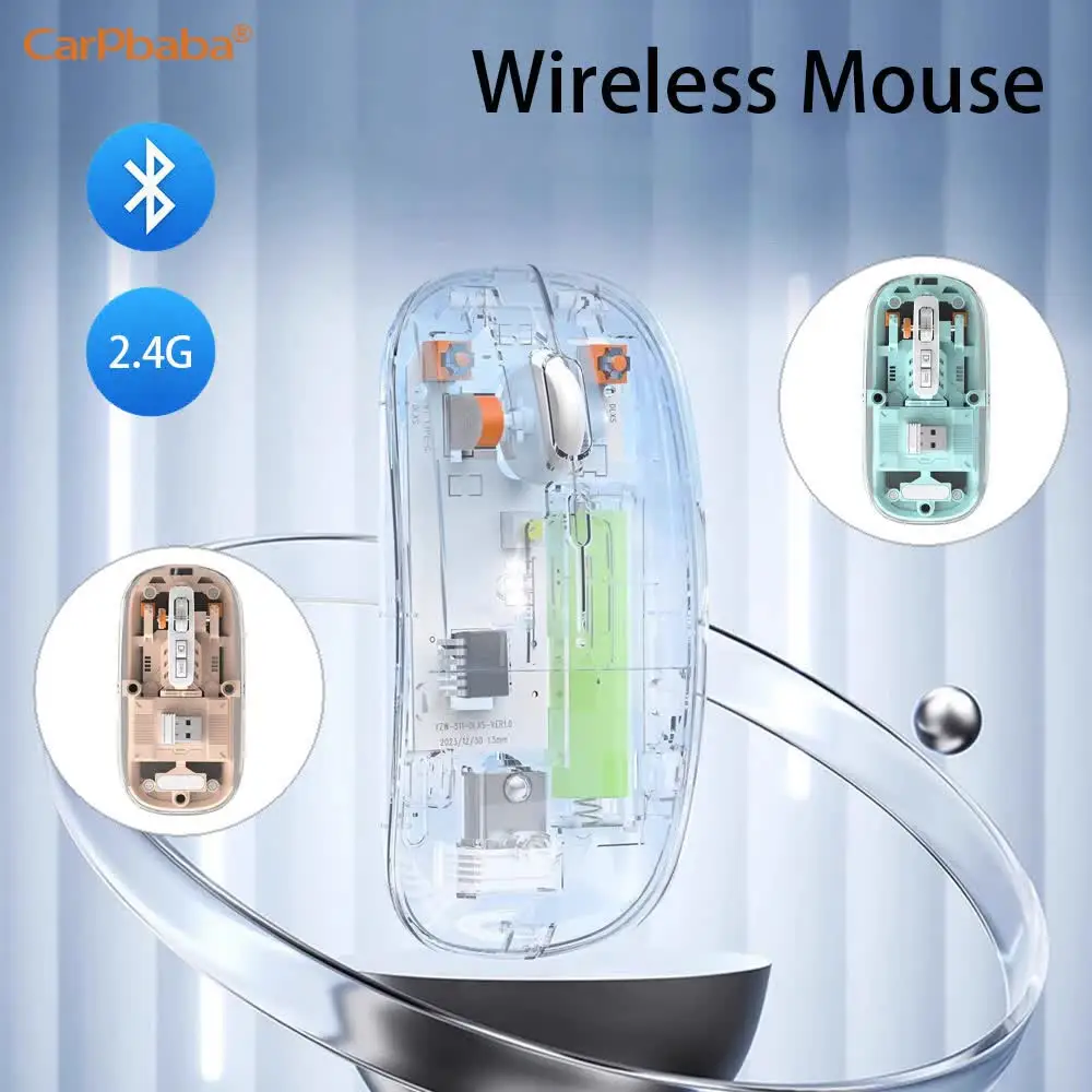 AP69 Bluetooth Mouse 2.4G Wireless Mouse Dual-Mode Transparent Mouse 1600 DPI Silent Mouse Rechargeable Mice For PC Laptop