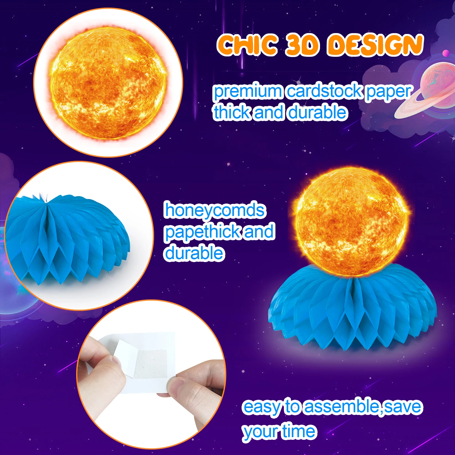 9 Pcs Outer Space Themed Honeycomb Centerpiece Outer Space Party Decorations Birthday Party Table Toppers Table Decorations
