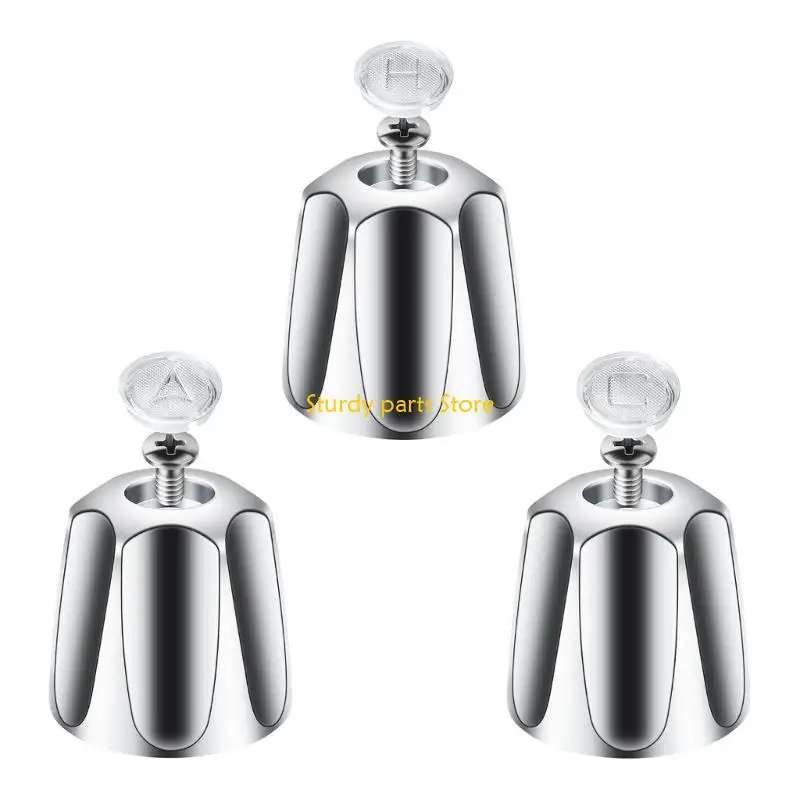 

97QC 3Pieces Practical Shower Knob Replacement Set for Bath Faucets With Clear Index Button and Matte Designs Finish