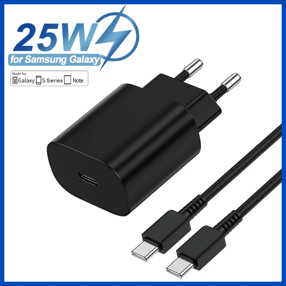 PD 25W Fast Charger USB Type C Quick Charging For Samsung GalaxyS24 S23 S22 Ultra Note iPhone USB Type C Cable Quick Charge Plug