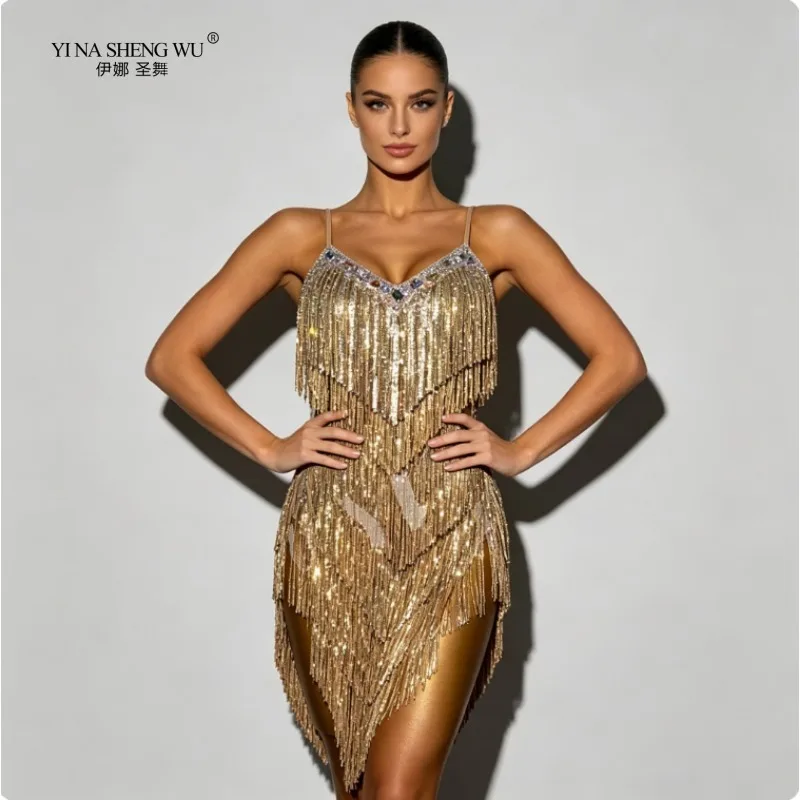 Professional Latin Dance Dress Advanced Edition Competition Special Glitter Table Performance Dress