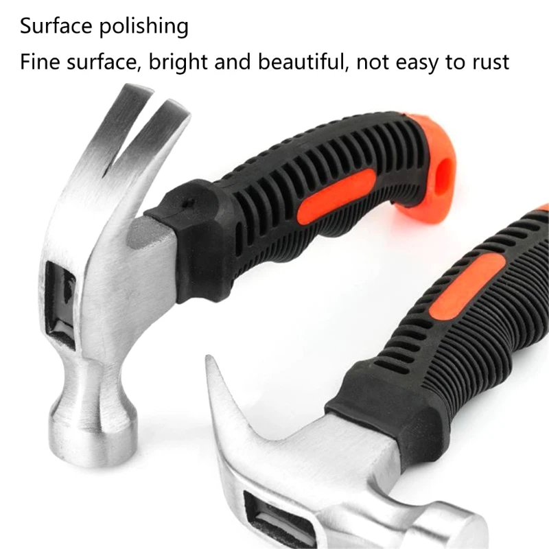 ipiip Household Mini Claw Hammer High Carbon Steel Small Hammer Nails Mini Rubber-coated Small Hammer Tool for Home
