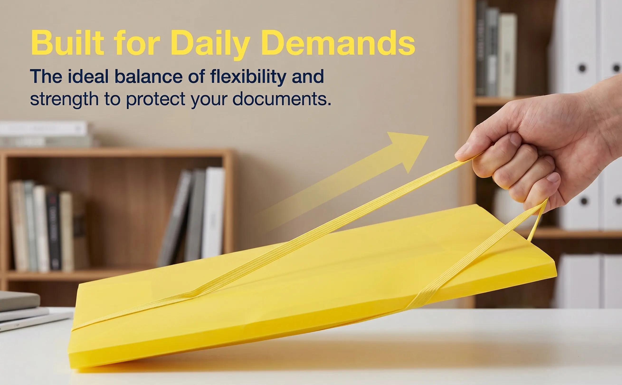 5Pcs Folding Elastic Band Plastic Document Folder Organizer A4 Size Heavy Duty Office School Portable File Holder