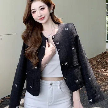 하이 퀄리티 프렌치 빈티지 작은 향기로운 트위드 재킷, 여성 캐주얼 패션, 프라이드 스트리트, 짧은 코트, 겉옷 