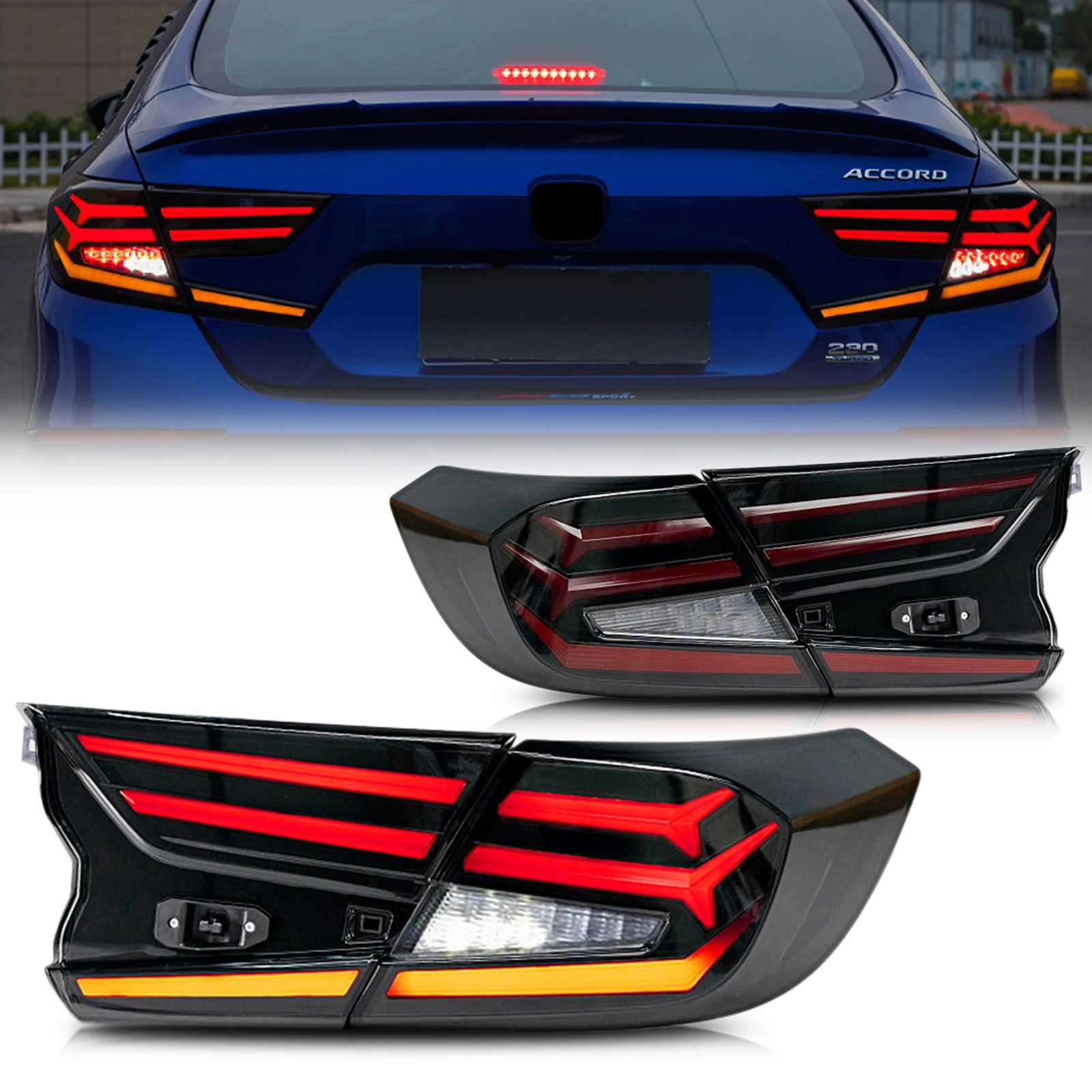 

LED Tail Lights Assembly For Honda Accord 10Th Gen 2018-2022 Smoked Sequential Rear Lamp
