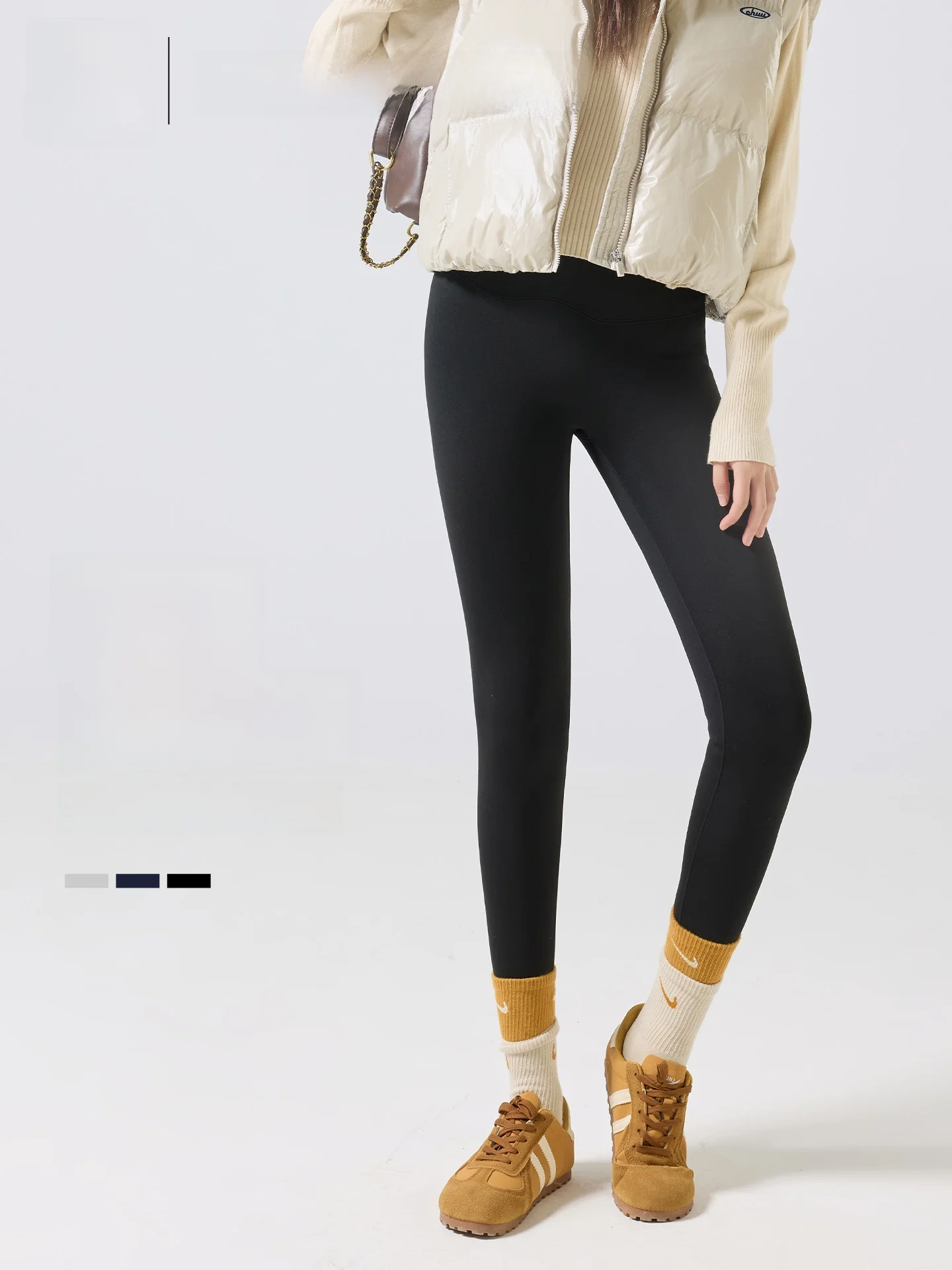 하이웨이스트 요가 팬츠 여성용 가을 겨울 기모 안감 팬츠 슬리밍 복부 보정 힙업 아우터웨어