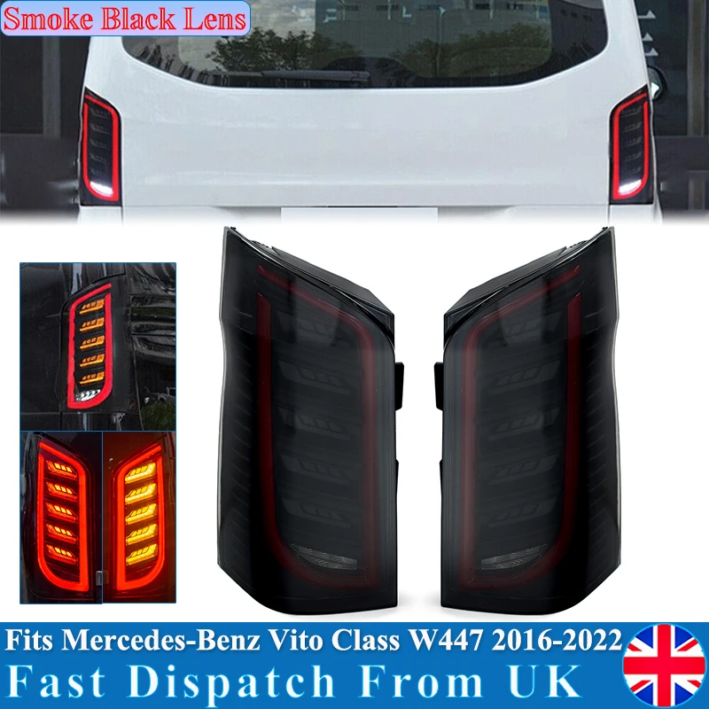 Para Mercedes Benz VITO Metris W447 2015-2022 conjunto de luces traseras LED luces traseras dinámicas lámpara de lente negra luces traseras