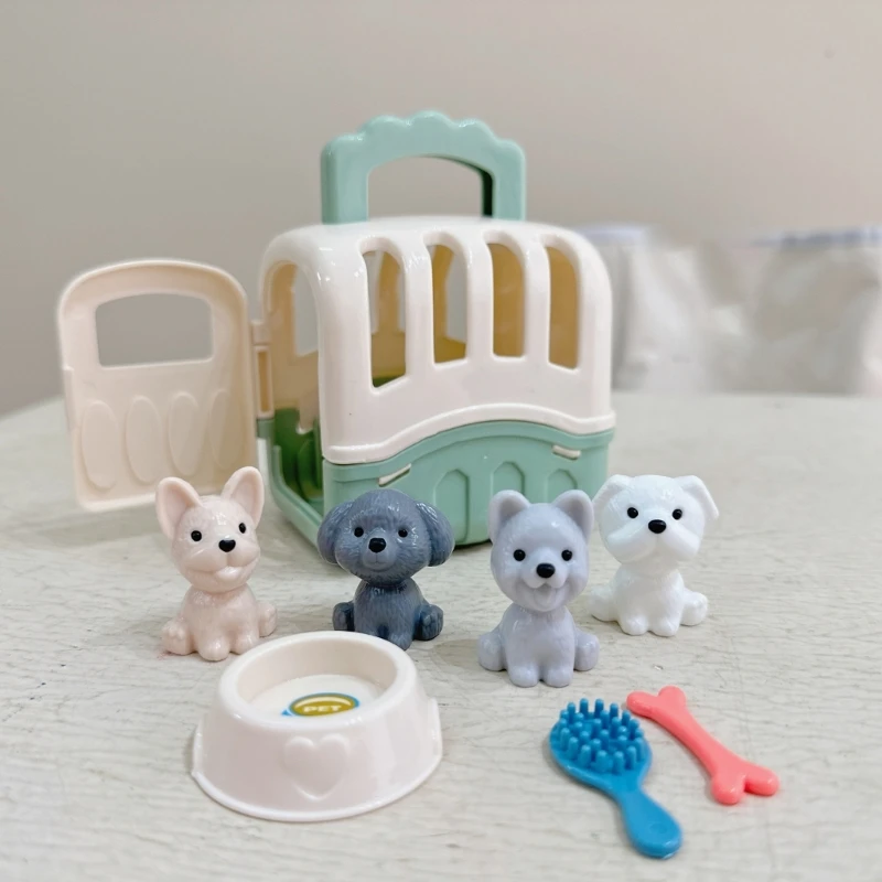 Interaction Dog Raise Set Toy for Toddlers Pet Raise Learning Simulation Dog Raise Pretend Play Toy Dollhouse Kids Gift