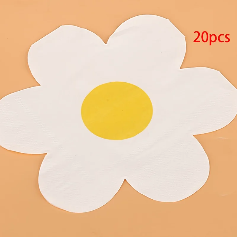 20/40/100pcs Daisy Theme Napkins Flower Restaurant Disposable Paper Napkins Birthday Baby Shower Wedding Party Decoration - view 6
