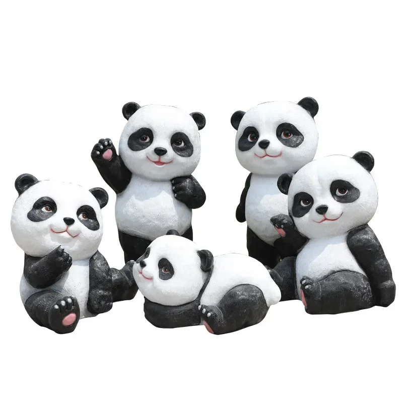 Cartoon panda ornament fiberglass cute animal sculpture children's garden landscape square community