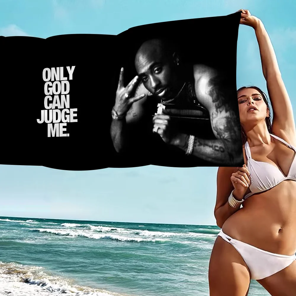 2PAC hip -hop singer Microfiber Beach Towel Absorbent Quick dry Soft Yoga Swimming Resort Mountain Climbing Towel