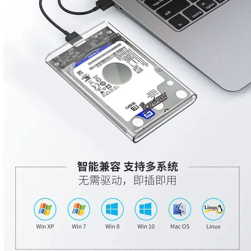 USB3.0 Transparent 2.5-Inch Mobile Hard Disk Box Typec Notebook SATA SSD