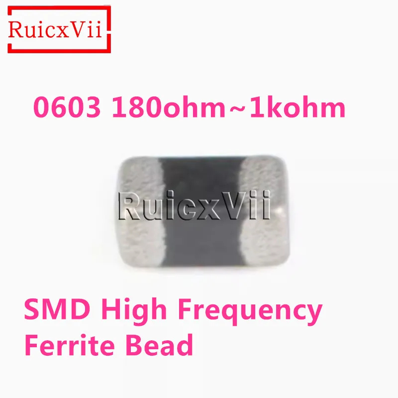 

1000 шт., высокочастотные ферритовые бусины SMD 0603 180 220 330 470 1K Ohm R, MPZ1608S181/600/221/331/102ATAH0