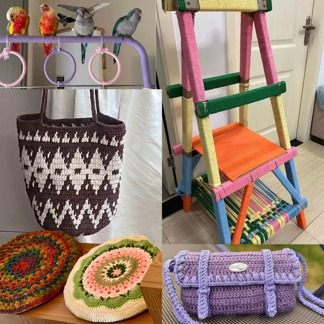 2 Stück Neues Reines Baumwoll-Hohlgarn, Verschleißfest und Waschbar, Geeignet zum Stricken von Mützen, Kissen, Taschen, Untersetzern und Mehr. – Detail 5